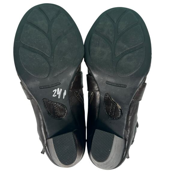 Born Shola Dark Brown Leather Heeled Ankle Boots Womens Size 8 Buckle Strap - Picture 7 of 11